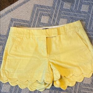 J. Crew Yellow Shorts with Scalloped Hem